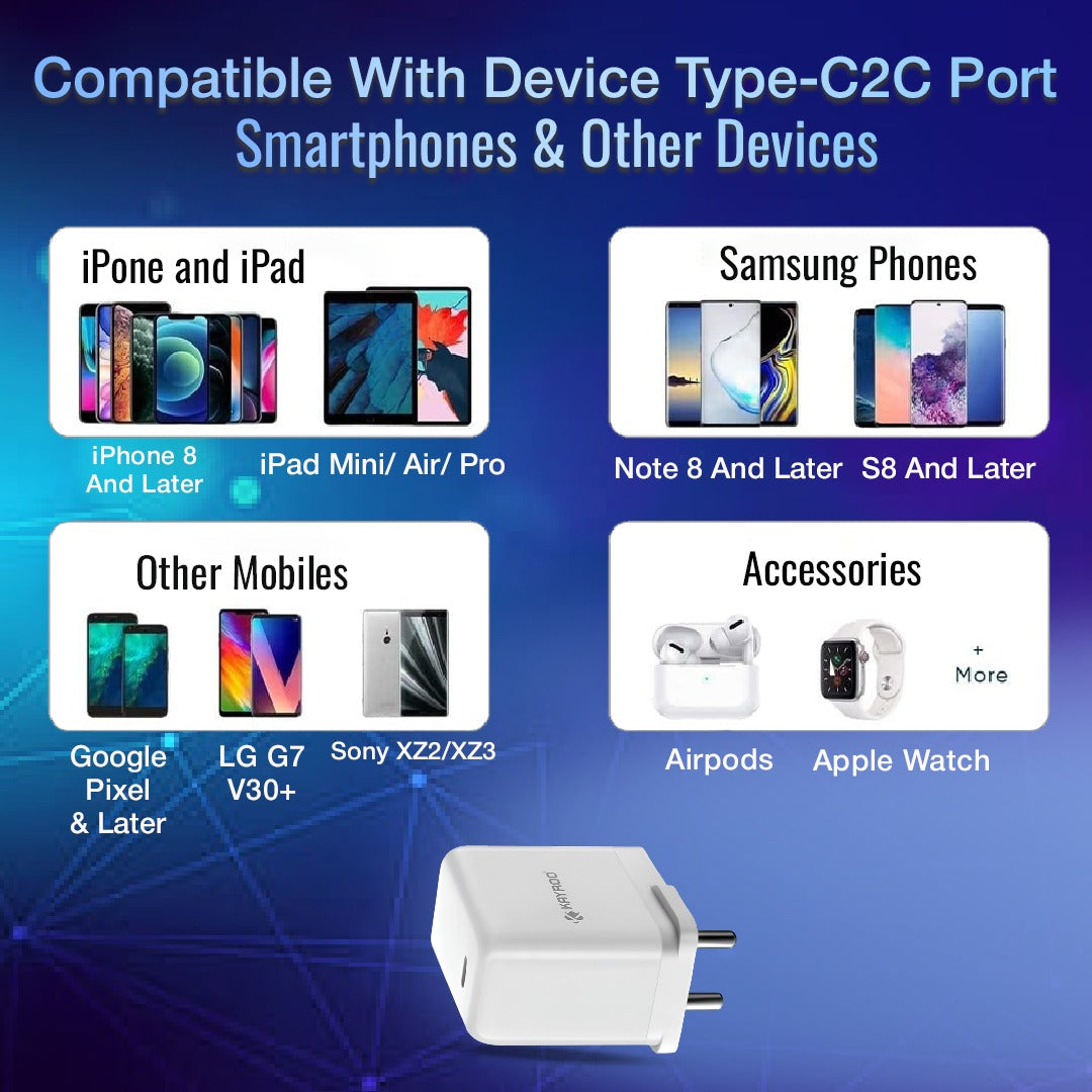 Kayroo SMART-302 45W Fast Charger PD Type-C for Samsung Galaxy S23/S23+/S22 Ultra/S22+/S22, Note 10/Note 20/S20/S21/S10/S9/S8, Mac Book, Redmi, Mi, Oneplus, Oppo, Vivo, Motorola